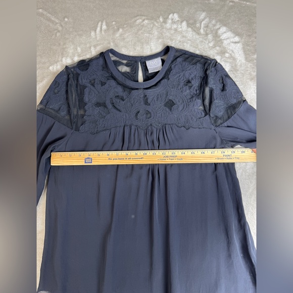 Anthropologie Sheer Lace Blouse Dark Blue/Black Size 12 Large Vanessa Virginia - Picture 9 of 13